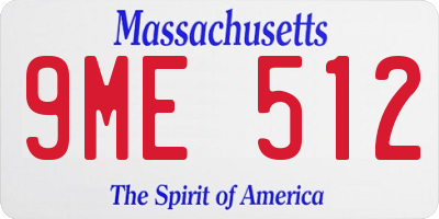 MA license plate 9ME512