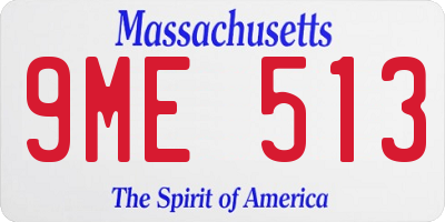 MA license plate 9ME513