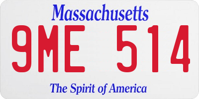 MA license plate 9ME514