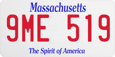 MA license plate 9ME519