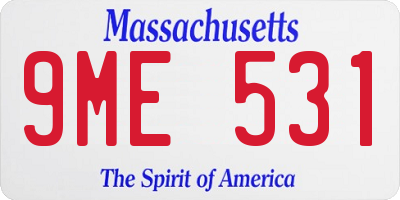 MA license plate 9ME531