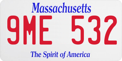 MA license plate 9ME532