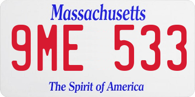 MA license plate 9ME533