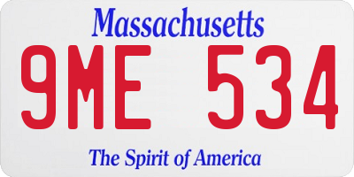 MA license plate 9ME534