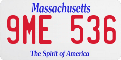 MA license plate 9ME536