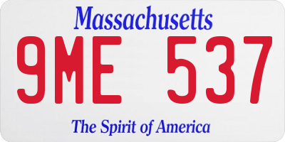 MA license plate 9ME537