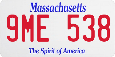 MA license plate 9ME538