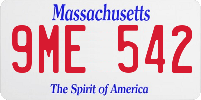 MA license plate 9ME542
