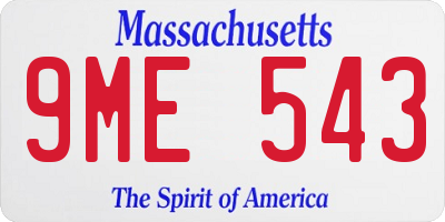 MA license plate 9ME543