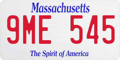 MA license plate 9ME545