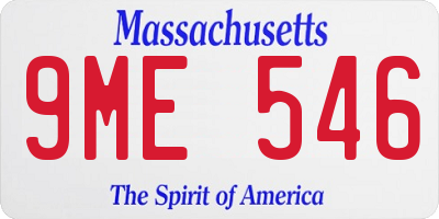 MA license plate 9ME546
