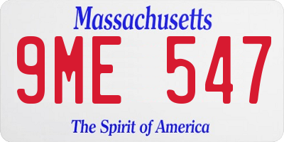 MA license plate 9ME547