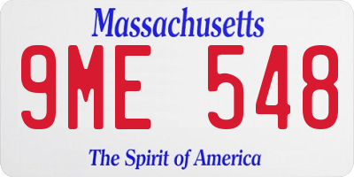 MA license plate 9ME548