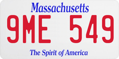 MA license plate 9ME549