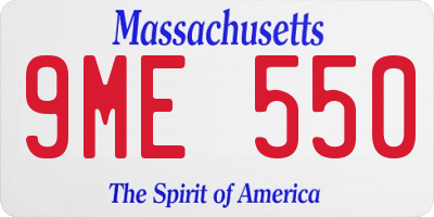 MA license plate 9ME550