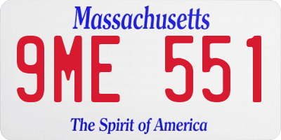 MA license plate 9ME551
