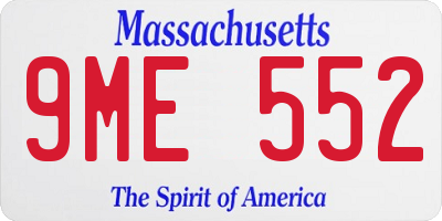 MA license plate 9ME552