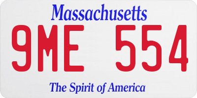 MA license plate 9ME554
