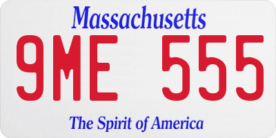 MA license plate 9ME555