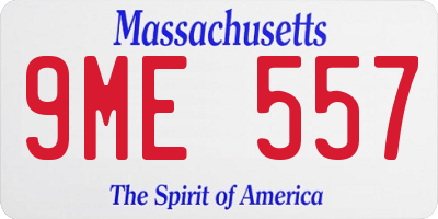 MA license plate 9ME557