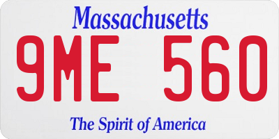 MA license plate 9ME560