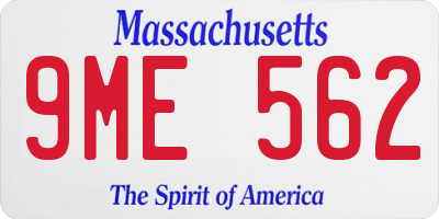 MA license plate 9ME562