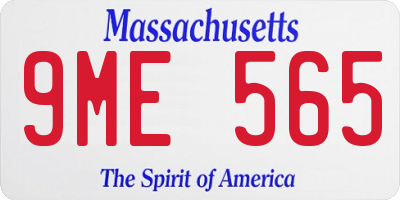 MA license plate 9ME565