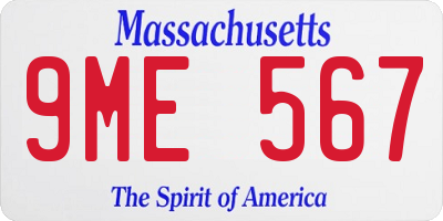 MA license plate 9ME567