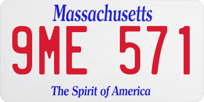 MA license plate 9ME571