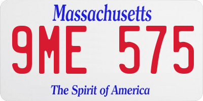 MA license plate 9ME575