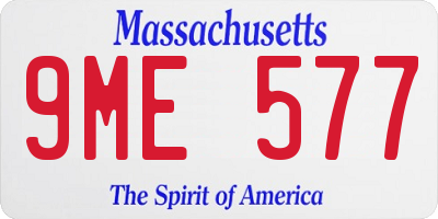 MA license plate 9ME577