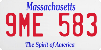 MA license plate 9ME583