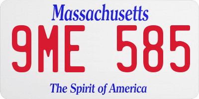 MA license plate 9ME585