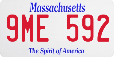 MA license plate 9ME592