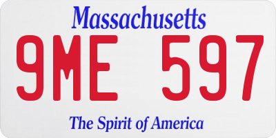 MA license plate 9ME597