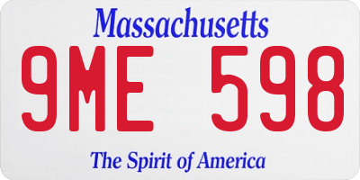 MA license plate 9ME598