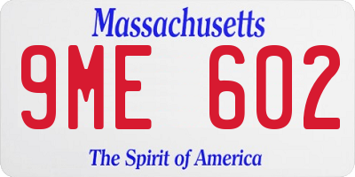 MA license plate 9ME602