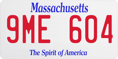 MA license plate 9ME604
