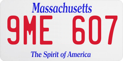 MA license plate 9ME607