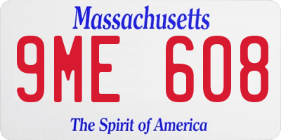 MA license plate 9ME608