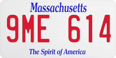 MA license plate 9ME614