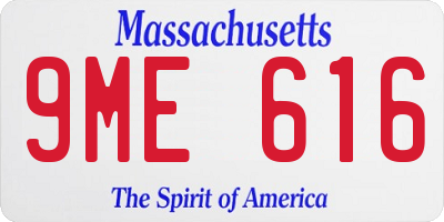 MA license plate 9ME616