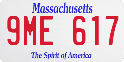 MA license plate 9ME617