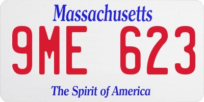 MA license plate 9ME623