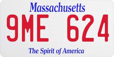 MA license plate 9ME624