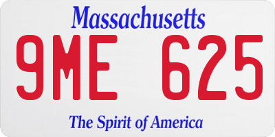 MA license plate 9ME625