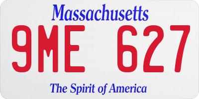 MA license plate 9ME627