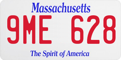 MA license plate 9ME628