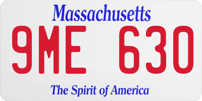 MA license plate 9ME630