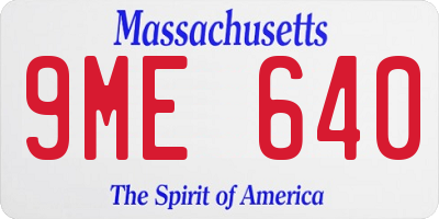 MA license plate 9ME640